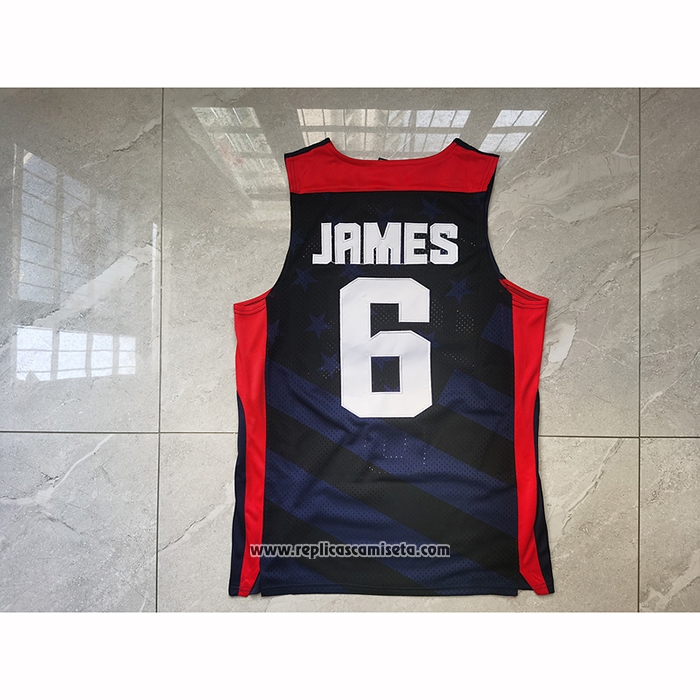 Camiseta USA 2012 Lebron James #6 Negro